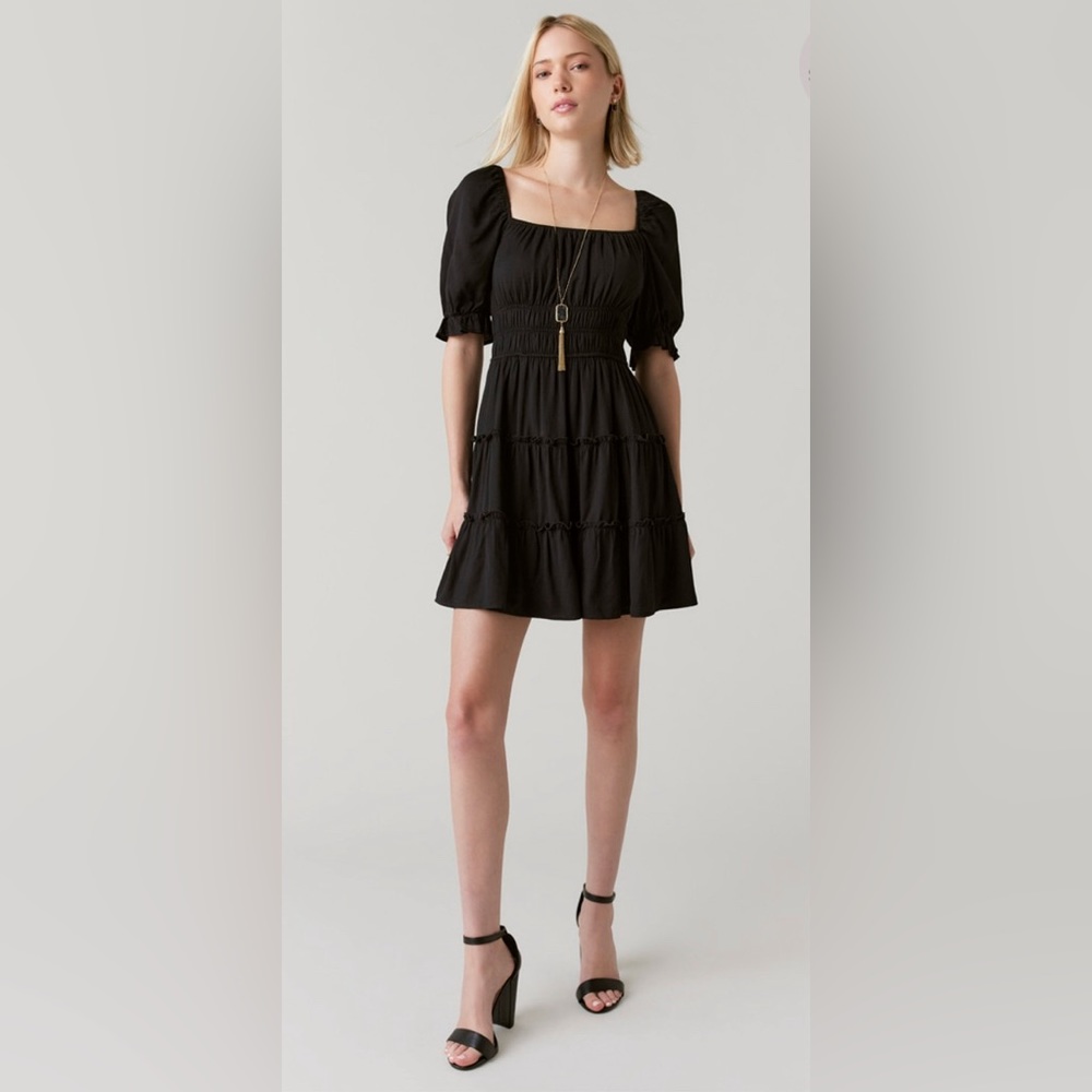 Francesca's NWT Hallie Tiered Mini Dress - Black - Picture 2 of 4